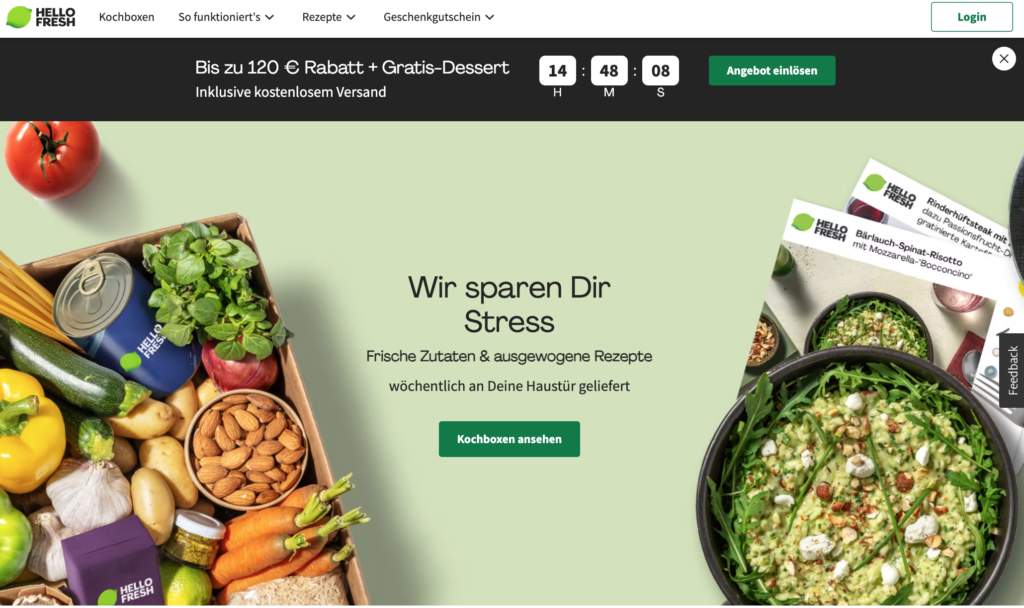 HelloFresh Webseite